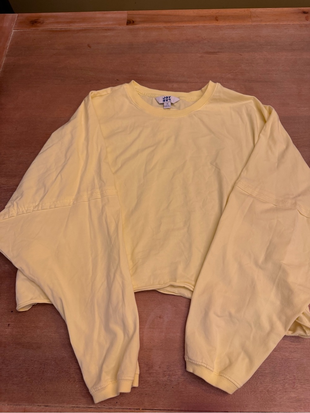 JoyLab Pale Yellow Cropped Long-Sleeve Tee